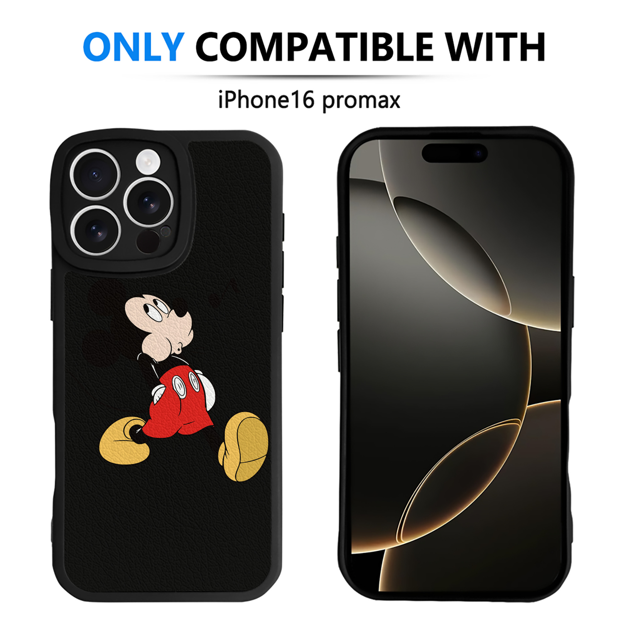 （画像用） ミッキーマウス Mickey Mouse 【iPhone 16シリーズ対応】シリコンスマホケース（レザー調） 材質：シリコン